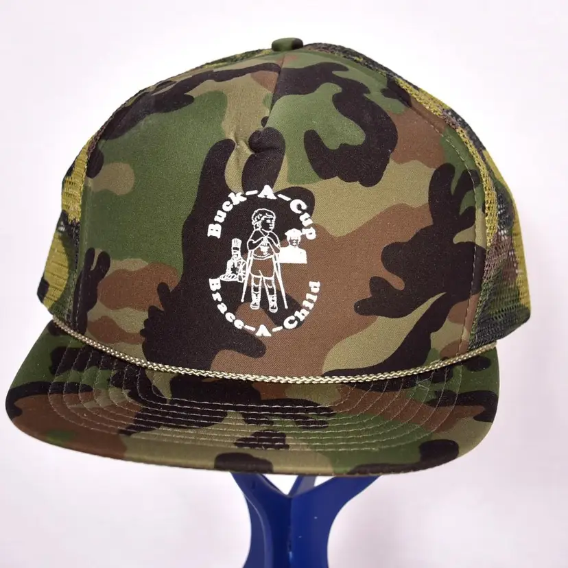 Buck a Cup Brace a Child Camouflage Trucker Hat Cobra Caps