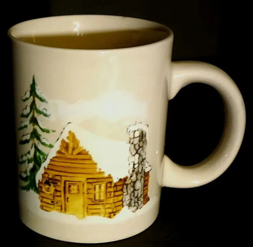 StonEware Coffee Cup Mug Log Cabin Country