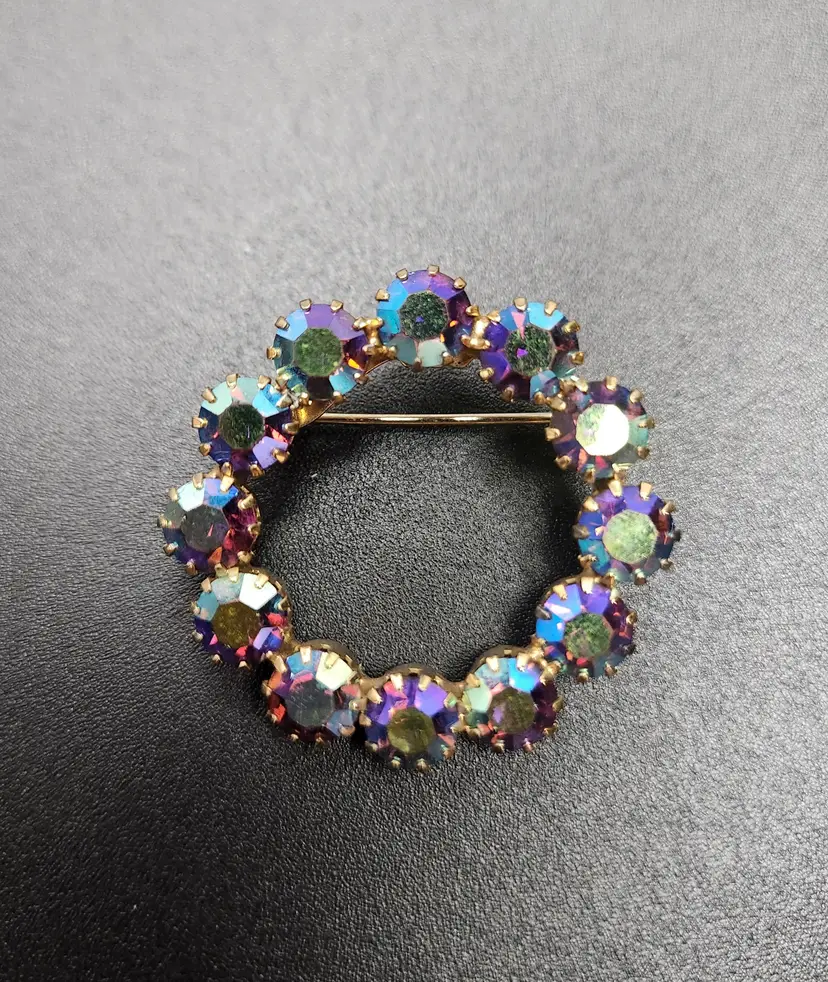 Aurora Borealis Rhinestone Brooch