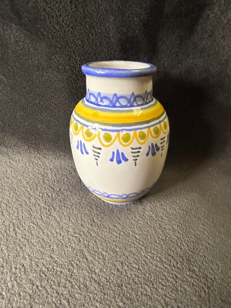 Talavera Hand Crafted Made in Spain Pottery Signed Small Vase