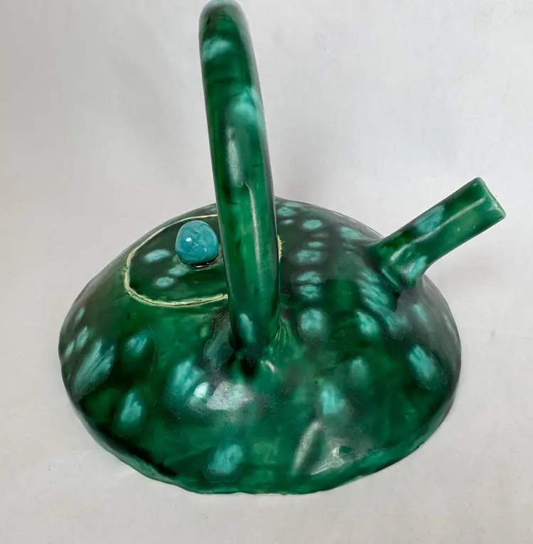 Studio Art Pottery Watering Vessel Can French style Green Teal Blue