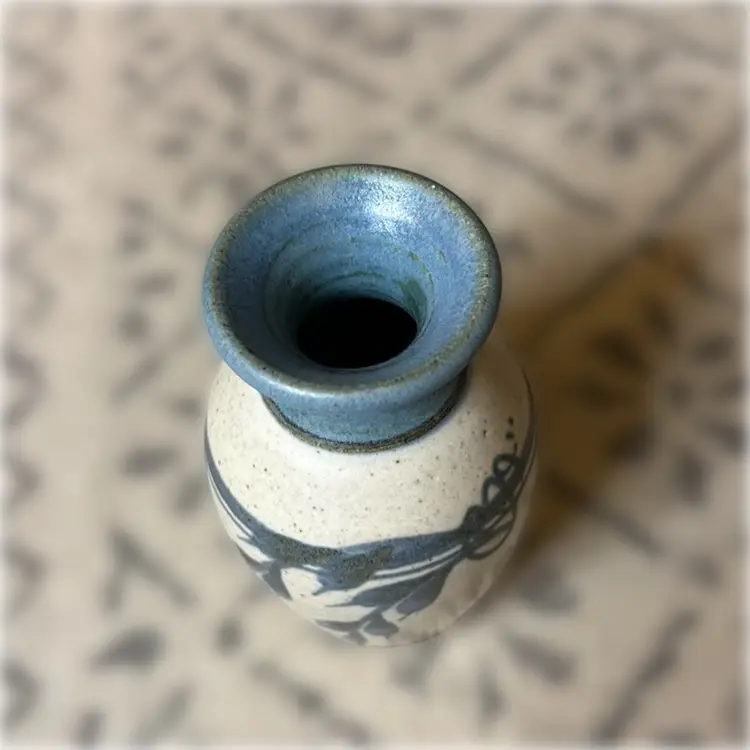 Emerson Creek Studio Pottery Blue & White Bud Vase - Bedford, Virginia