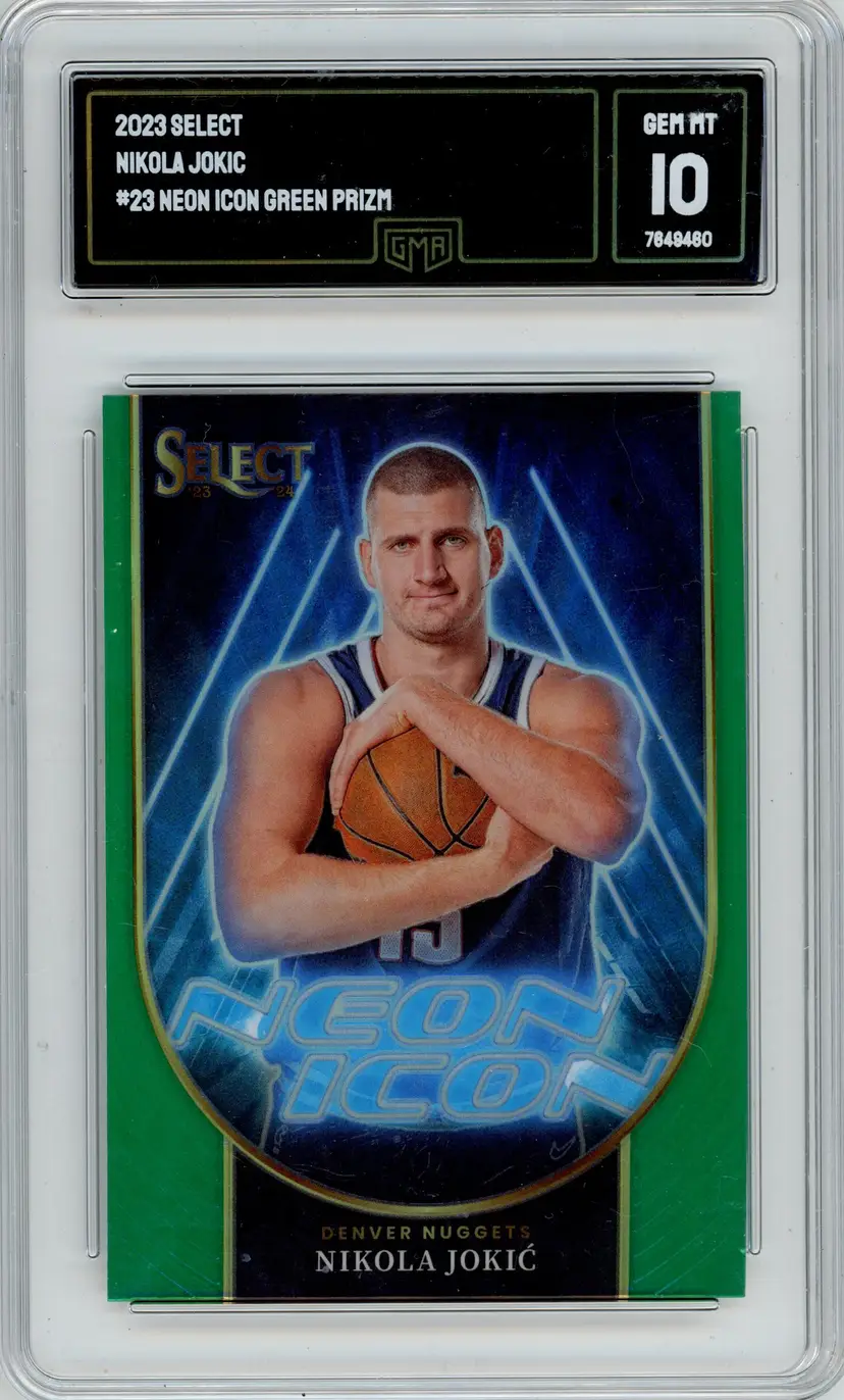 2023 Select NIKOLA JOKIC Neon Icon Green Prizm #23 NUGGETS GMA 10 GEM MT