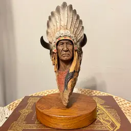 Neil J. Rose Native American Chief Resin Sculpture He Who Rides a Shadow