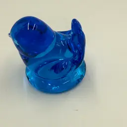 Blue Blown Art Glass Small Bird Figurine
