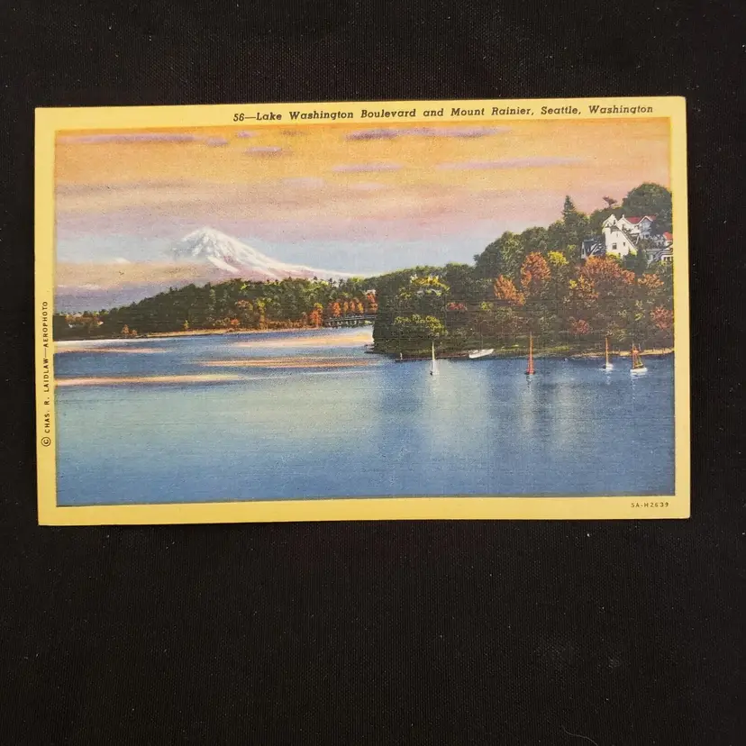 Postcard Lake Washington Blvd. & Mt Rainier Seattle WA unpostmarked Vintage
