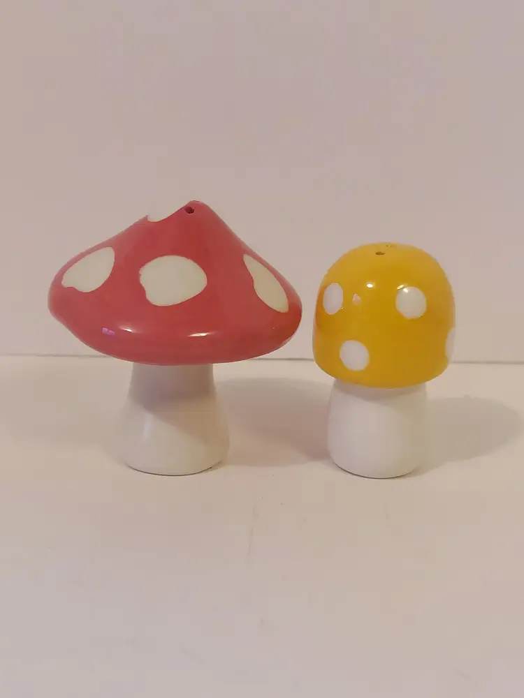 Fun Colorful Mushroom Salt And Pepper Shaker Set
