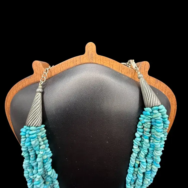 Carolyn Pollack Relios Sterling Silver 10 Strand Turquoise Beaded Necklace 17+3”