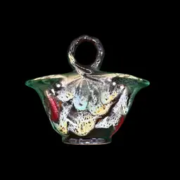 🇩🇪🇩🇪Germany Drip Glaze Mini Gold Gild Basket Manufacturers Flaws Stamped 3”