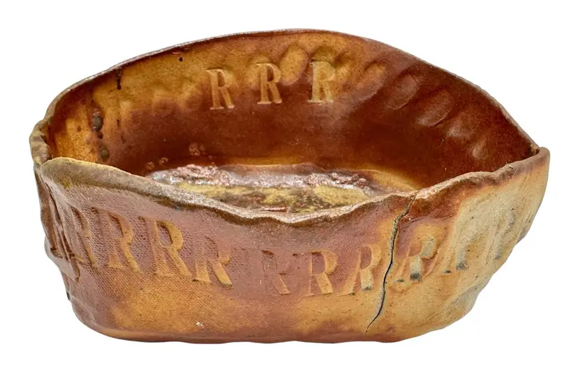 Signed R Reed Studio Art Pottery Bowl Monogram Initial Letter Primitive 8.25”