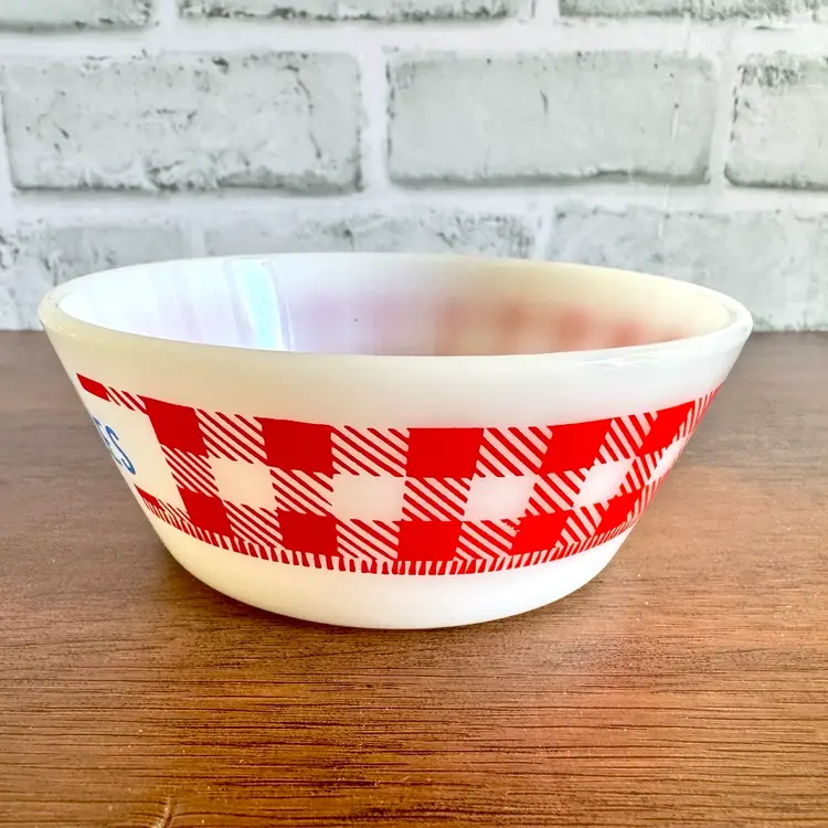 Vintage Federal Red & White Checkered Charles Cereal Bowl