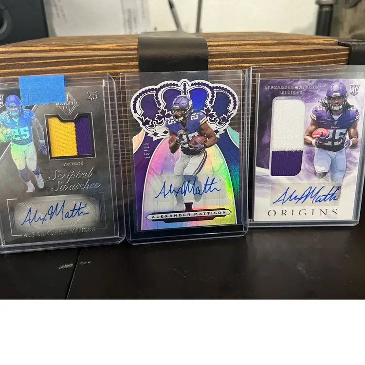 Alexander Mattison 3 Card Auto Lot Minnesota Vikings FOOTBALL CARD
