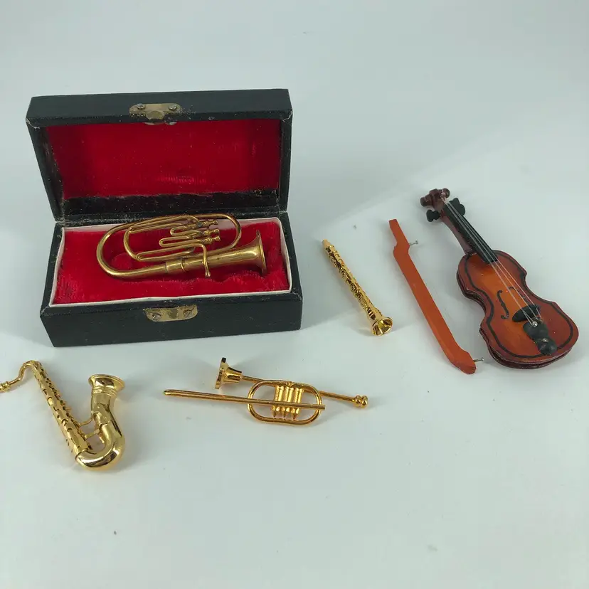Vintage Set of 5 Miniature Doll House Musical Instruments