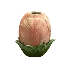 Vintage 2-piece Porcelain Tulip Tea Light Holder/ Fairy Lamp 4 1/2” X 3 3/4”