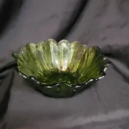 Olive/Avocado Green Glass Sunflower Bowl
