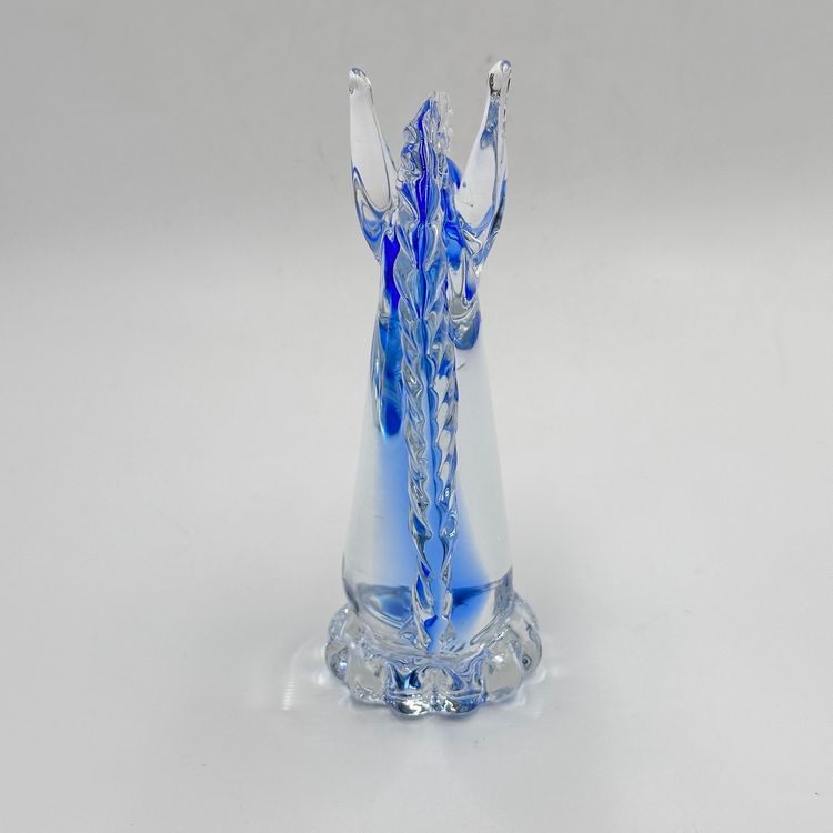 Horse Head Bust Blue Clear Glass Elegant Blown Art Glass Paperweight Figurine