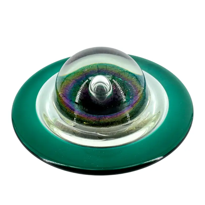 Correia Saturn Dichroic Art Glass Paperweight