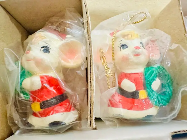 1978 ENESCO Ceramic Mice Christmas Ornaments 