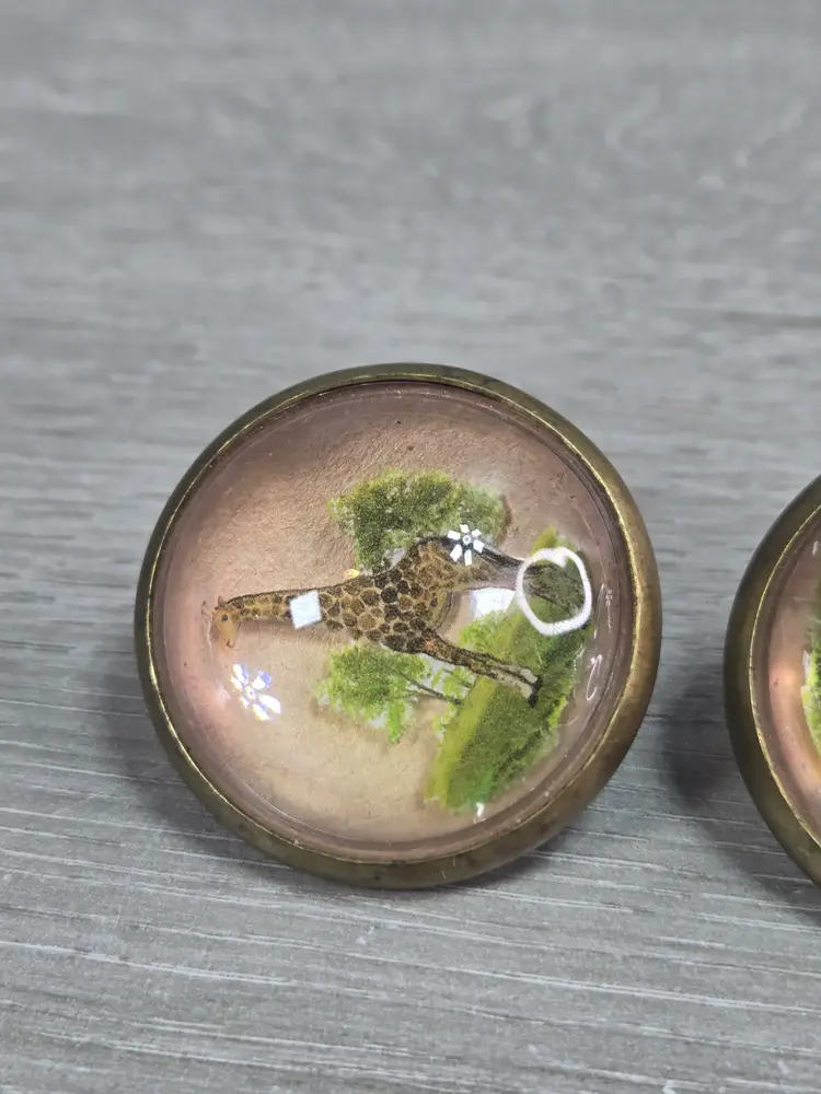 Antique Horse bridle rosettes / buttons ---- giraffe