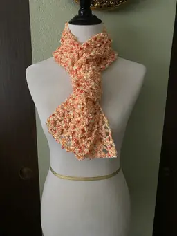 Yellow Orange Hand Crochet Lace Scarf 5” X 65”