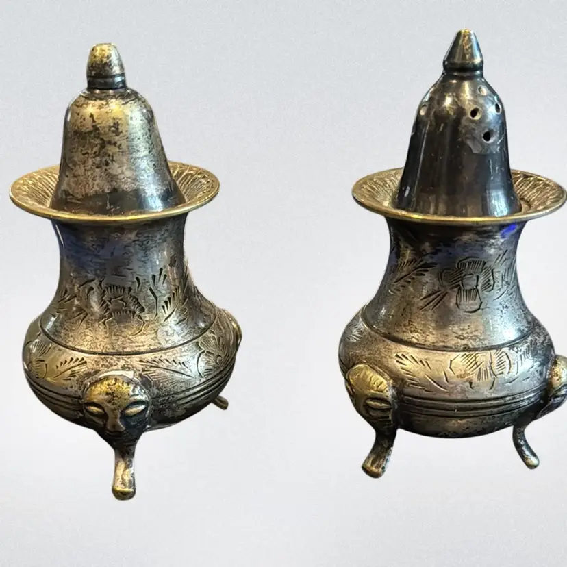 Vintage Brass Salt & Pepper Shakers