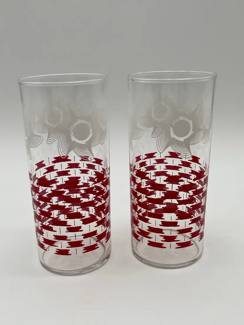 Set Of 2 Vintage 1950’s Retro Glass Tumblers