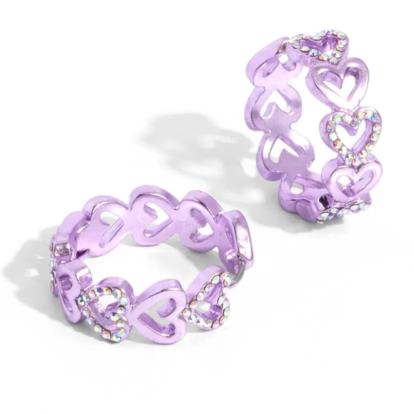 Sparkling Lavender Heart Hoops