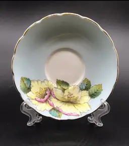 Vintage Tea Cup Saucer Royal Bone China Floral Design England Gold Trim