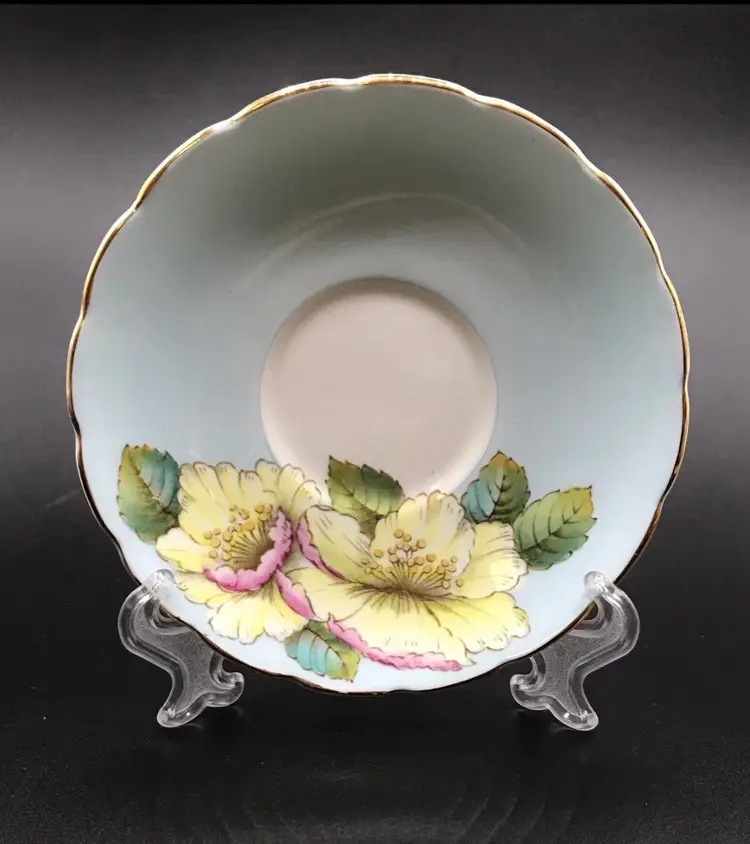Vintage Tea Cup Saucer Royal Bone China Floral Design England Gold Trim
