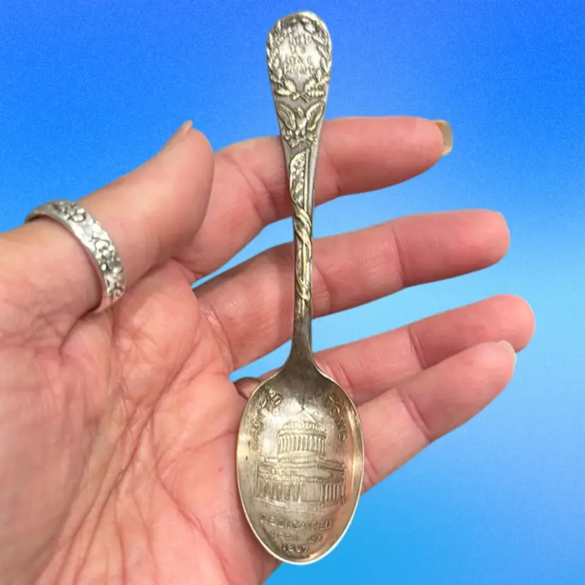 Antique Silver Plate Grant’s Tomb Souvenir Spoon NYC, April 27, 1847, 4.25”