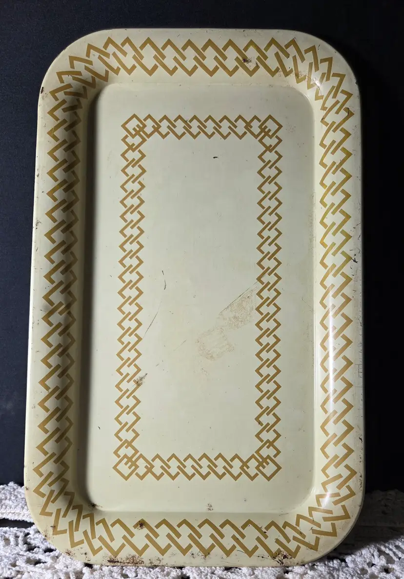 Tray w/ Gold Geometric Design