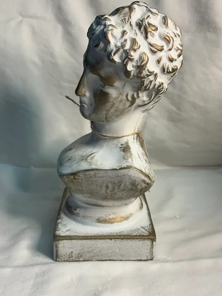 Vintage Ceramic Marathon Boy Head Bust Greek Roman Statue Sculpture with Felt on Bottom