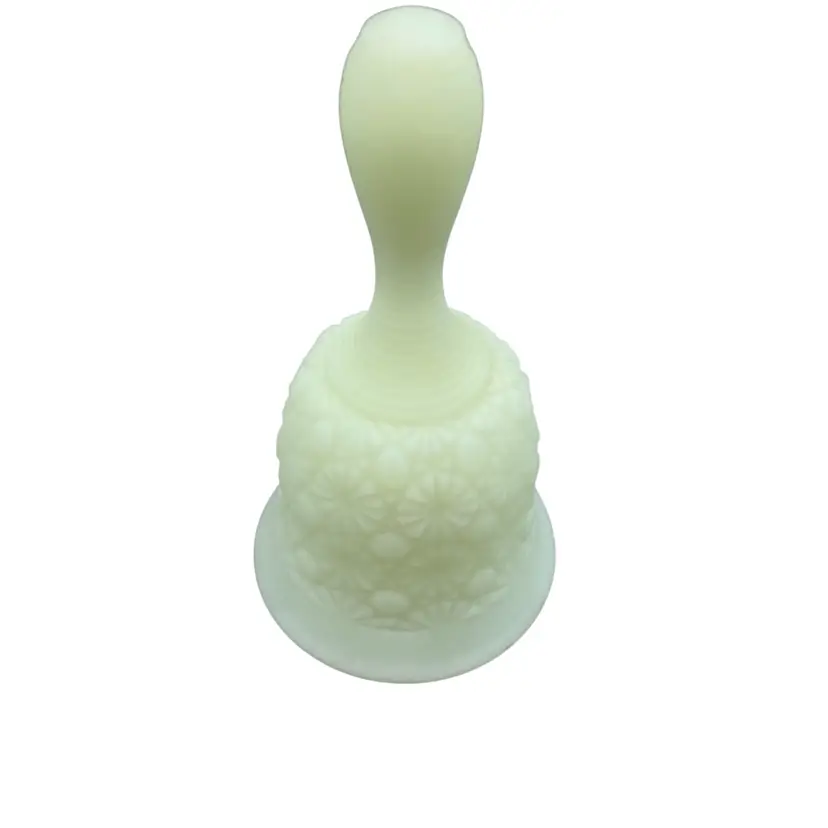 Vintage Fenton Daisy And Button Custard Satin Uranium Glass Art Bell Art Deco UV Glows