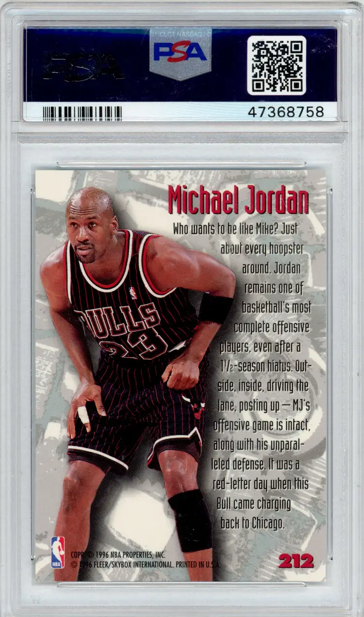 1995 Metal MICHAEL JORDAN #212 Nuts & Bolts BULLS PSA 10 GEM MT
