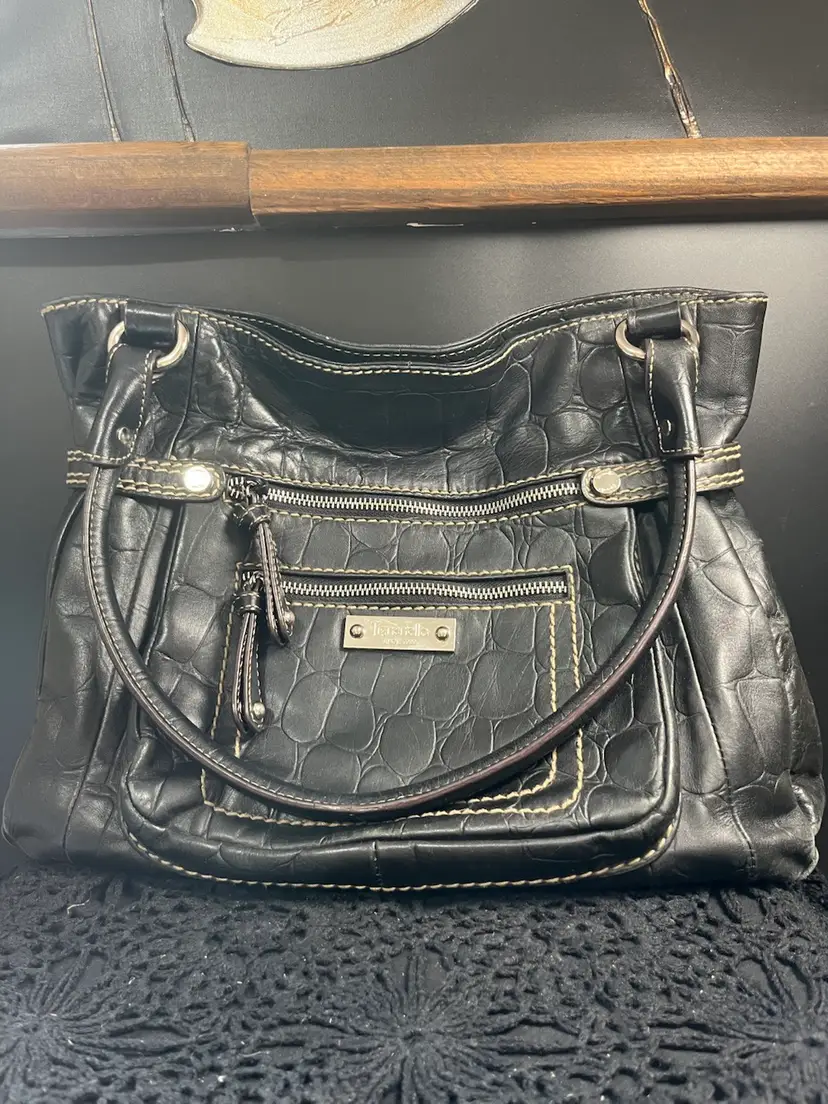 Tignanello Black Leather Tote