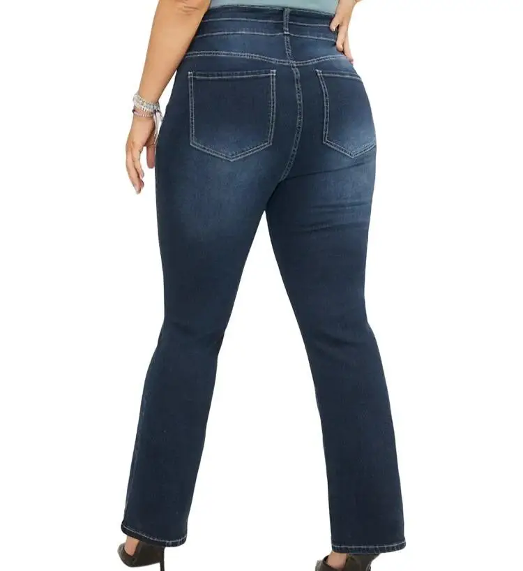 NWT Bloomchic Very Stretchy High Rise Dark Wash Contrast Stitching Blue Jeans Size 16