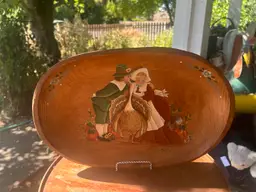 Folk Art Wooden Hand Painted Pilgrim Tray