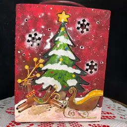 Vintage Tin Luminary With Door For Candle And Handles At The Top