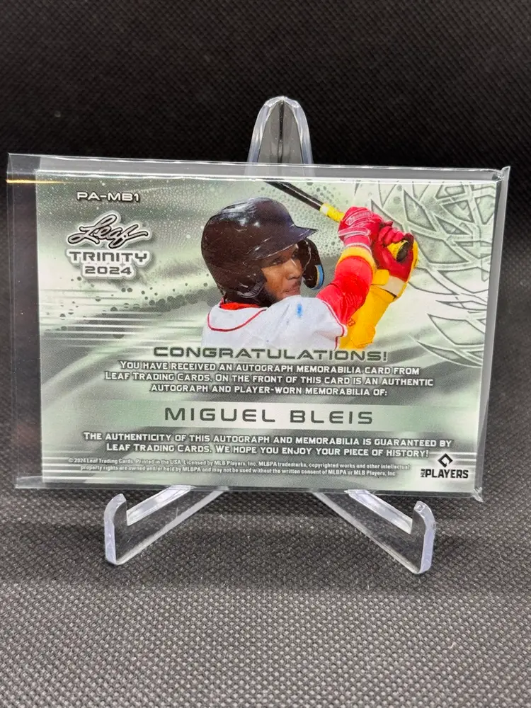 Miguel Bleis 2024 Leaf Trinity Baseball Prospect Patch Auto 6/7 Boston Red Sox