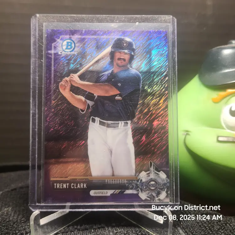 2017 Bowman Chrome Purple Shimmer - Trent Clark Milwaukee Brewers