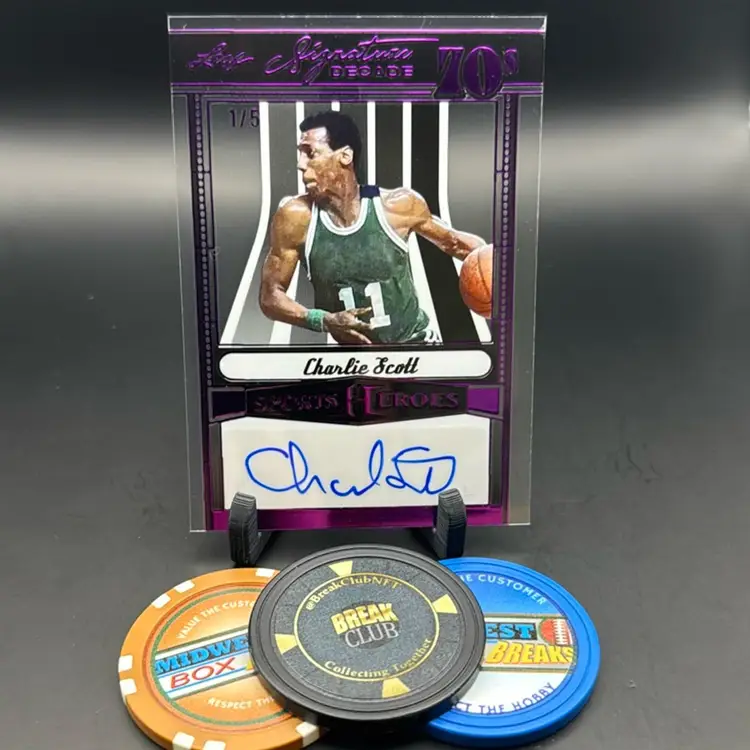 Charlie Scott Auto 1/5 Purple 70’s Sports Heroes 2024 Leaf Boston Celtics