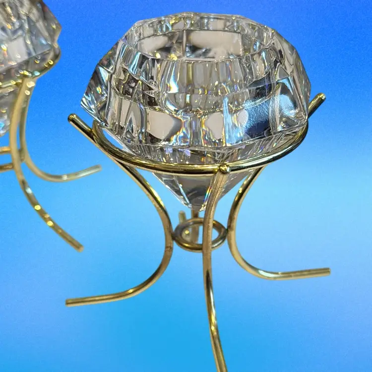 Set Of 2 Diamond Shaped Crystal Votive Holders