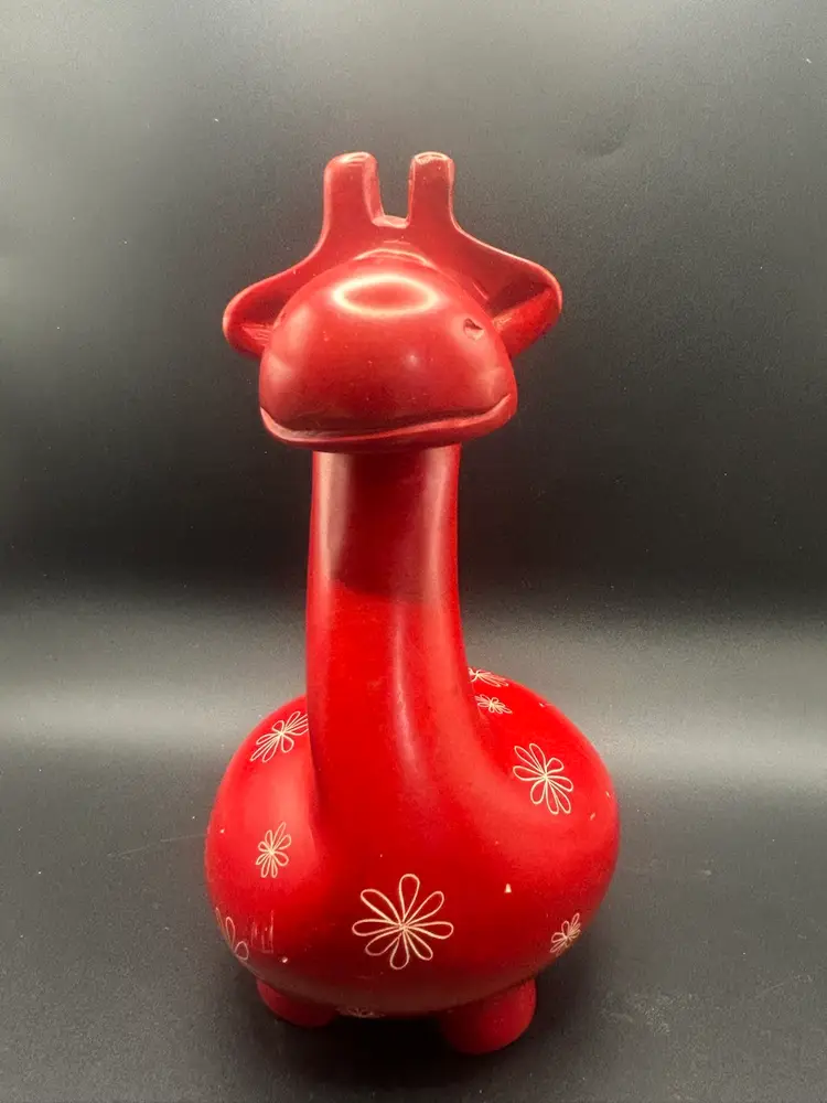 Red Giraffe Paper Weight / Figurine Soap Stone - VTG