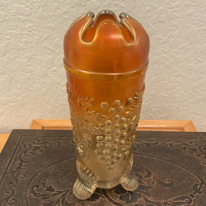 Marigold Carnival Glass Hatpin Holder