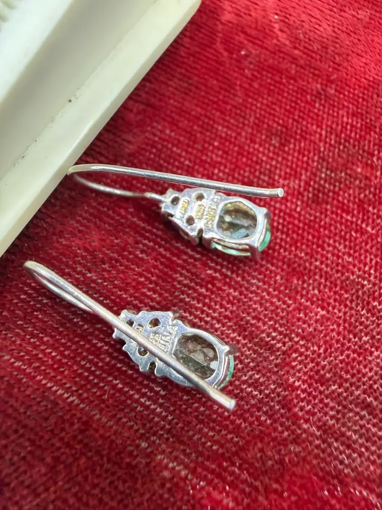 Sterling Silver Mint Spinel Pink Zircon Pierced Earrings