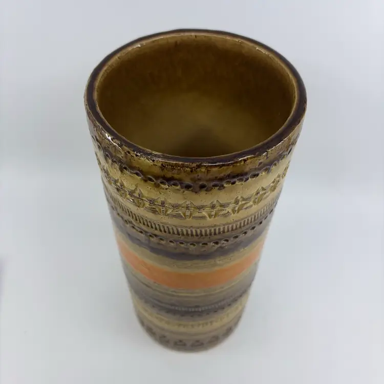 Mid Century Aldo Londi Bitossi Pottery For Raymor Sahara Vase 10.25”