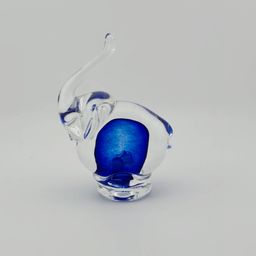Vintage Blue Art Glass Elephant