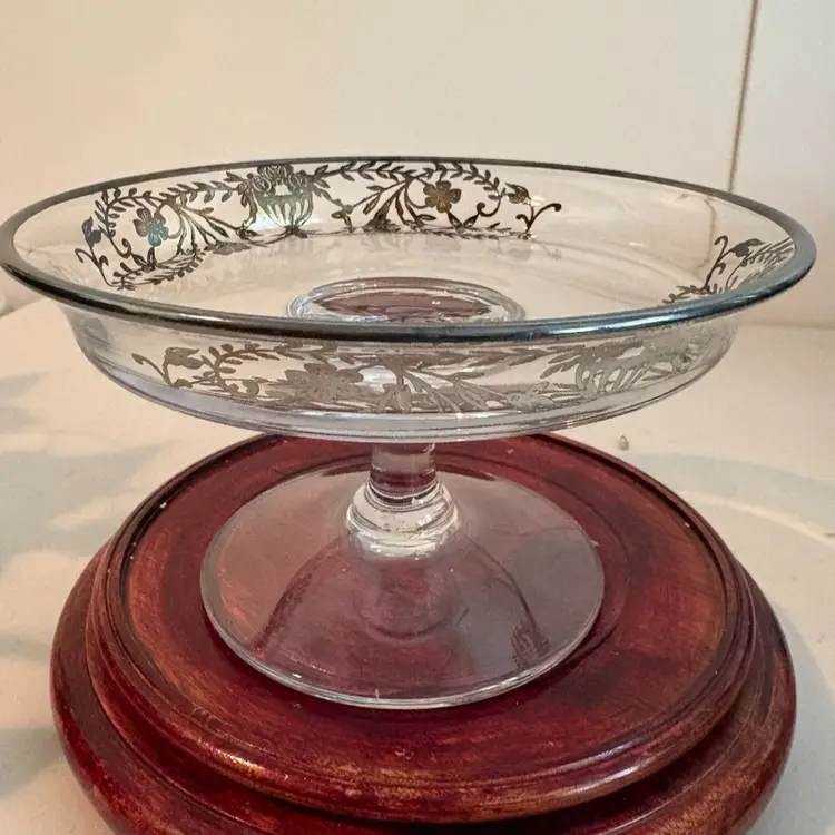 Antique Silver Overlay Compote