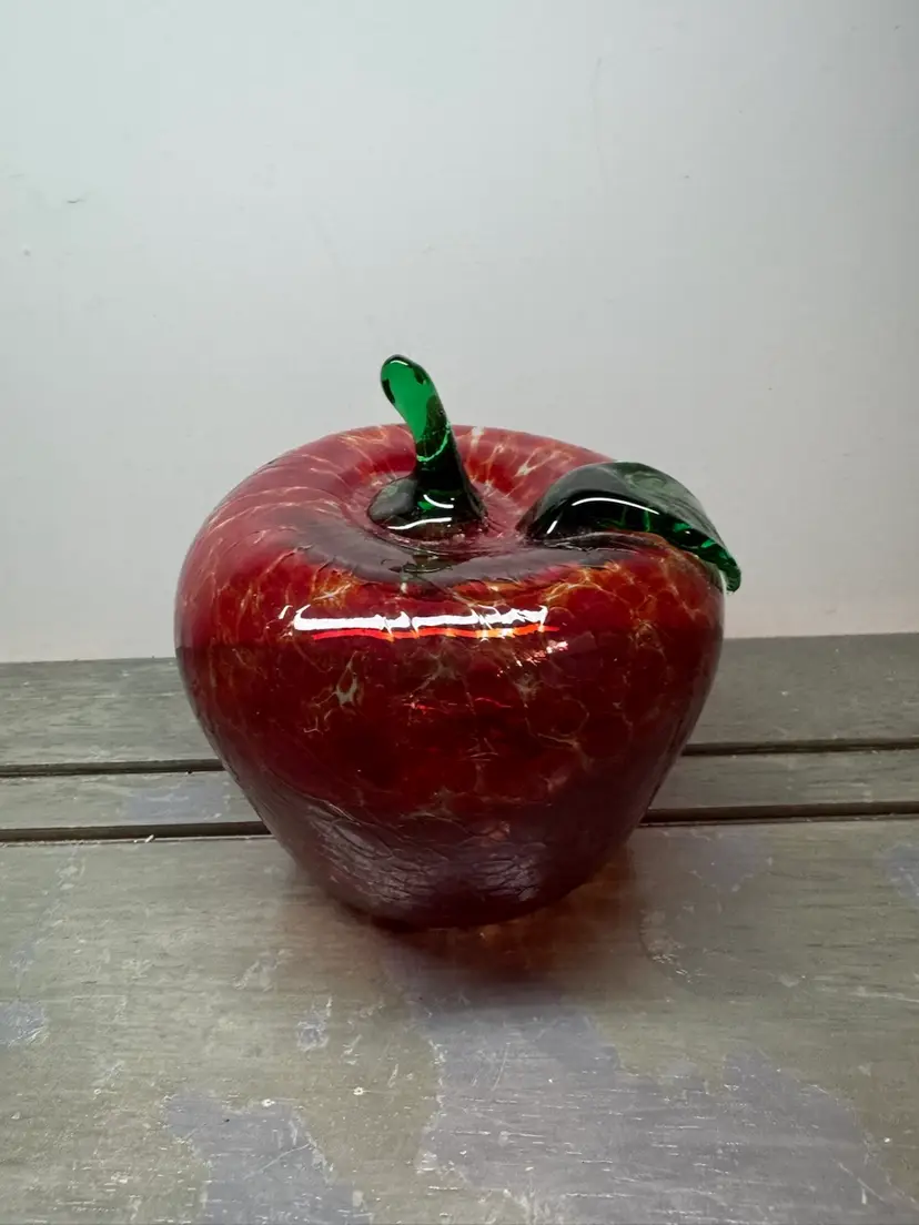 Glass Apple Paperweight , 6 In H x 5 In W