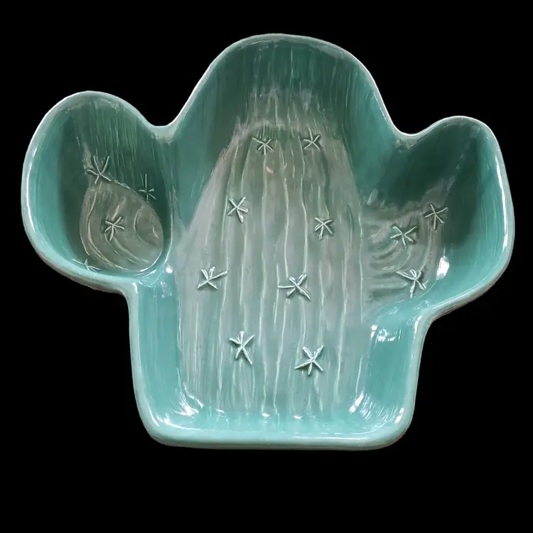 Desert Cactus Chip Bowl Plate Large Treasure Craft USA 12" Vintage